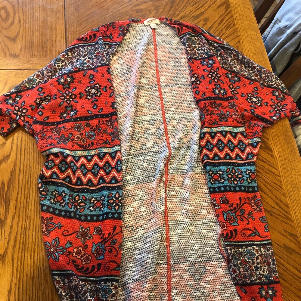 Arizona Jeans red Aztec print cardigan